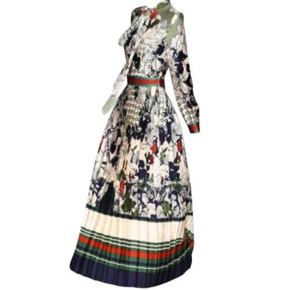 Dalia Macphee Tie Neck Printed Midi Dress. - Picture 11 of 16